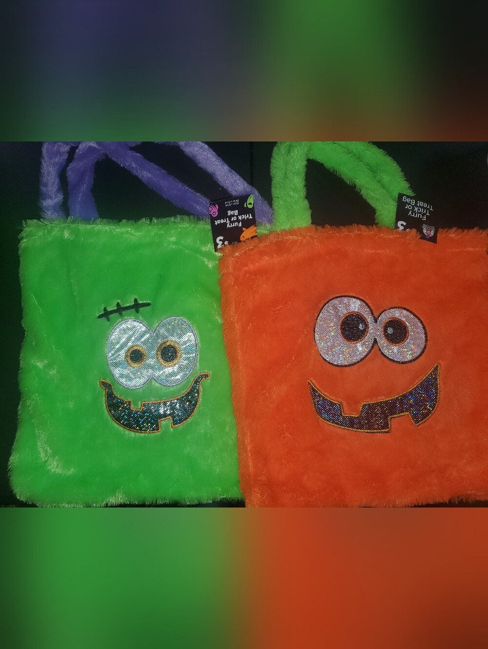 2 Pc Furry Halloween Trick Or Treat Bags
